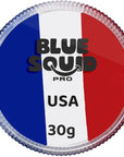 Blue Squid Face Paint Water Based Single Cake Professional Face & Body Paint - Water Activated, Kids Adults Face Painting for Costume, Halloween Makeup, Cosplay - Red, White & Blue Face Paint 30g