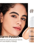 Matte Full Coverage Liquid Foundation - Lightweight & Flawless Oil Control Foundation Makeup, Waterproof and Long-Lasting Skin Foundation Concealer for Dry and Oily Skin, 1 Fl Oz (#103 Warm Peach)