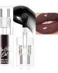 Hydrating Lip Glow Oil for Women, Color Changed Lip Plumper Gloss Moisturizing Nourishing Black Big Brush Head Lip Oil Smooth Lip Liner Stain for Lip Makeup Care and Dry Lips (black, 1 pcs)