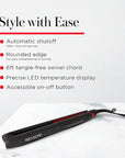 REVLON SmoothStay Coconut Oil Infused Hair Straightener - Flat Iron Hair Straightener for Sleek Straight Hairstyles, Enhanced Shine and Moisture (1 in)