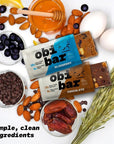 Obi Bar Sampler - Protein and Oat Fiber Bar | All Natural | Meal Bar | Heart and Gut Health | Lightly Sweet | 6 Chocolate and 6 Blueberry | Almond Chunks | Soy Free, Dairy Free | Ideal Meal Replacement Bar