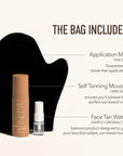 Nuda Travel Self Tanning Kit | Includes Self Tanning Mitt Applicator, 50mL Dark Self Tanning Mousse, & 5mL Original Face Tanner Spray | Travel Size Self Tanner Kit for a Nourishing Head-to-Toe Tan
