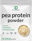 DEAL SUPPLEMENT Unflavored Pea Protein Powder, 5lbs – Premium North American Grown Peas – Easily Digested Isolate Form – Great for Shakes, Bars, or Snacks – 27g Protein Serving, Soy Free, Vegan