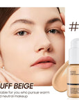 Matte Full Coverage Liquid Foundation - Lightweight & Flawless Oil Control Foundation Makeup, Waterproof and Long-Lasting Skin Foundation Concealer for Dry and Oily Skin, 1 Fl Oz (#104 Buff Beige)