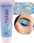 MEICOLY Chameleon Mermaid Blue Body Glitter,Chunky Face Glitter for Halloween,Color Changing Mermaid Glitter Face Paint,Glitter Sequins for Face Body Hair,Festival Party Cheer Glitter Makeup
