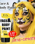 Yellow Face Paint 70ml Large Tube, Water-Based Full Coverage Body Paint for Creative SFX Makeup, Non-Toxic Face Body Paint for Adults Halloween SFX Cosplay Makeup, Theater, Stage shows