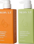 Medix 5.5 Argan Oil + Coconut Oil Skin Care Set Moisturizer Cream Body & Face Lotion | Firming Body Lotion Set Reduces Look Of Wrinkles, Cellulite, Dry Skin, & Uneven Skin Tone For Women, 2PC Bundle