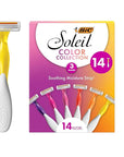 BIC Soleil 3 Colors Women's Disposable Razors With Aloe Vera and Vitamin E Lubricating Strip for Enhanced Glide, 3 Blades, 14 Count