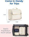 BAGSMART Toiletry Bag Travel Makeup Bag with Hanging Hook, Cosmetic Bag Make Organizer Case, Large Capacity Water-resistant Organizer for Toiletries Accessories Brushes Sponge, Beige
