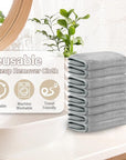 Nugilla Reusable Face Wash Cloths, 8 Pack Soft Microfiber Makeup Remover Towels for Women (Light Grey)