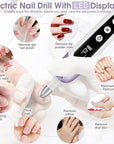 Professional Manicure Pedicure Kit with Memory Modes, Cordless Electric Nail File Set 10 Speed Portable Nail Drill Machine, Pedicure Tools for feet, Hand Foot Care Tool for Thick Nail Toenail Cuticle