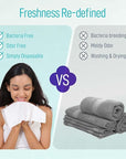 Luxuriously Soft Disposable Face Towel, 100% Cotton, Extra Large 12" x 10" Ultra Soft Dry Wipe for Face Wash, Makeup Remover, Bio-Based Towelette for Sensitive Skin 160 Count (2 Pack)