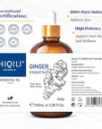 HIQILI Pure Ginger Essential Oil 3.38 Fl Oz, Pure Natural Premium Ginger Oil for Massage, Diffuser, Large Bottle with Dropper & Gift Box -100ml