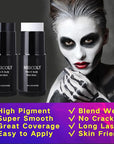 MEICOLY Black White Face Body Paint Stick Set with Sponges and Setting Powder,Face Paint Stick for Adults and Kids,Clown White Makeup,Face Painting for Halloween SFX Skull Zombie Skeleton Goth Makeup