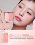 2aN Dual Color Face Blusher, Buildable & Blendable Cheek Color, Natural & Vibrant Finish, Long-Lasting Powder Blush, Blends Easily with Natural Skin Tones, Korean Beauty (11 Juicy Peach)