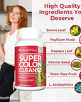 Health Plus Super Colon Cleanse 10 Day Gentle Gut Cleanse Detox, Psyllium Husk, Probiotics for Constipation Relief & Digestive Support, 120 Capsules