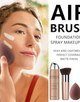 AirBrush Foundation Spray With Primer and Brush, Silky Mist Foundation Spray Makeup, Full Coverage Foundation for Smooth Radiant Finish, Formula Breathable Lightweight Hydrating(#4 Porcelain)