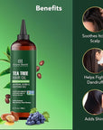 Botanic Hearth 100% Pure Tea Tree Oil For Hair Growth | Infused with Jojoba & Grapeseed Oils | Hair Oil Repairs Dry Damaged Hair, Strengthening, Healthier - Hair Tonic, 6.7 fl oz (pack of 2)