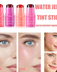 4PCS Milk Cooling Water Jelly Tint, Jelly Tint Makeup Jelly Blush Stick, Cruelty Free, Milk Jelly Blush, Blush Stick for Cheeks and Lips with Gift