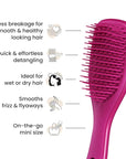 Tangle Teezer Ultimate Detangler Hairbrush, Eliminates Knots & Reduces Breakage, Mini Hair Brush for Travel, Small Hands & All Hair Types, Electric Raspberry