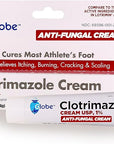 Globe Clotrimazole Antifungal Cream 1% USP (1 oz), Anti Fungal Treatment, Relieves Itching, Burning, Cracking and Scaling Associated Athletes Foot, Jock Itch, Ringworm and More