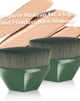 Foundation Makeup Brush Flat Top Kabuki Brush Hexagon Face Blush Liquid Powder Foundation Brush for Blending Liquid, Cream or Flawless Powder Cosmetics with Bonus Protective Case (Green)