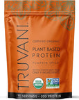 Truvani Vegan Pea Protein Powder | Pumpkin Spice | 20g Organic Plant Based Protein | 10 Servings | Keto | Gluten & Dairy Free | Low Carb | No Added Sugar