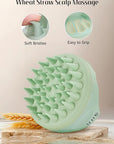 HEETA Scalp Massager Hair Growth with Soft Silicone Bristles to Remove Dandruff and Relieve Itching, Shampoo Brush for Hair Care & Relax Scalp, Scalp Scrubber for Wet Dry Hair (Green & Beige)