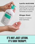 AmLactin Calm & Renew Lotion, 14.1 oz - Therapeutic Body and Face Moisturizer for Sensitive Skin - Exfoliator and Body Lotion for Dry Skin with Lactic Acid AHA and Soothing Ginger Root