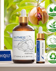 HIQILI Nutmeg Essential Oil 3.38 Fl Oz, Pure Natural Nutmeg Oil for Aromatherapy, Diffuser - 100ml
