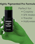 Mehron Makeup CreamBlend Stick | Face Paint, Body Paint, & Foundation Cream Makeup | Perfect for Halloween .75 oz (21 g) (Green)