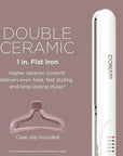 Conair Double Ceramic Flat Iron, 1-inch Hair Straightener with Bonus Claw Clip