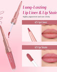 2-IN-1 Lip Liner and Lip Stain, High Pigmented Long Lasting Velvet Lip Tint, Well-Defined Lipliner, Weightless Waterproof Not Animal Tested, Matte Finish Makeup