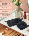 HOMEXCEL Makeup Remover Cloth 12 Count (Pack of 1), Reusable Makeup Remover Pads, Washable Ultra Soft Facial Cleansing Cloths For All Skin Types, 5 X 5 In, Black