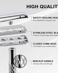 Double Edge Safety Razor with Chrome Plated Handle & Silicone Cover & 10 Blades Single Blade Safety Razor for Travel Metal Eco-Friendly Reusable Razor for Shaving