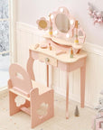 OOOK Kids Vanity Table and Chair Set with Lights, Makeup Vanities with Touch Screen 3 Colors, Pink Girls Vanitys, Enough for Real and Pretend Makeup, Toddler Vanity for 3 Year Old