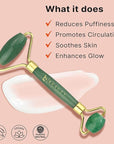 Beauty by Earth Jade Roller for Face - Smoothes Fine Lines & Wrinkles, Face Massager Skin Care Tools with Small Eye Roller for Puffy Eyes, De-Puffing & Firming Facial Tool, Self Care Gifts for Women