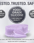 Avilana Silicone Body Scrubber – Gentle Shower Brush & Loofah Alternative- Food Grade & Lab Tested – Fast-Drying, Hygienic, BPA-Free Silicone Body Gentle Exfoliator (Lavender, Body & Face)