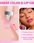 2PCS Hydrating Lip Glow Oil, Plumping Lip Gloss, Clear to Pink Lip Oil Gloss, Transparent Moisturizing Lip Balm, Natural Lip Plumper, Lip Plumper Gloss Make Lips Fuller and Moisturizing