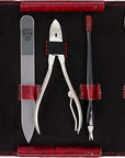 3 Swords Germany - brand quality 7 piece manicure pedicure kit set - nail care tools by 3 Swords - red ostrich optic
