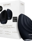 GESKE SmartAppGuided Sonic Facial Brush 5 in 1 | Vibrating Electric Cleansing Brush | Soft Silicone | Professional Cleanser | Skin Exfoliator | Face Massager