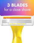 BIC Soleil 3 Colors Women's Disposable Razors With Aloe Vera and Vitamin E Lubricating Strip for Enhanced Glide, 3 Blades, 14 Count