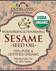 US Organic Sesame Seed Oil, USDA Certified Organic, Untoasted, Unrefined Virgin, 100% Pure & Natural, Cold Pressed, in Amber Glass Bottle w/Glass Eye dropper, Sourced from Mexico (4 oz (Large))