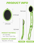 Body Oil Applicator (2nd gen) - 19" Foldable Long Curved Handle, with Replaceable Brush Head, Spill Prevention Non-Toxic Washable Foam Pad – Perfect for Tanning and Body Oils, Includes 2 Pads