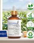 HIQILI Patchouli Essential Oil Organic, 100% Pure, for Diffuser, Homemade Perfume, Skin Care, Aromatherapy, Gift for Hippie Friend-30ML