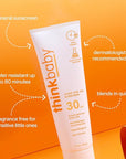 Thinkbaby Mineral Sunscreen, SPF 30 Clear Zinc Oxide Baby Sunscreen, 3 Fl Oz, Natural, Water Resistant Reef Safe Sunscreen, Broad Spectrum UVA/UVB Sun Screen for Sun Protection, Travel Size