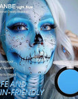 UCANBE Light Blue Face Body Paint Makeup Foundation, Cream Greasepaint for Kids & Adult, Non-Toxic FX Face Painting Kit for Halloween Smurf Avatar Corpse Bride Sally Face Makeup, Costume Cosplay Party