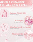 Salmon DNA PDRN Facial Cleanser | Low pH Hydrating Daily Foaming Face Wash with Soft Massage Heads | PDRN, Collagen & LHA | Gentle Pore Care & Radiant, Balanced-Looking Skin