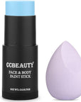 CCbeauty Light Blue Face Paint Stick,Face Painting Kit,Non Toxic SFX Makeup For Avatar Corpse Bride Halloween Costume Cosplay,Professional FX Body Paint,Full Coverage Foundation With Makeup Sponge