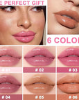 6 PCS Hydrating Lip Oil, Big Brush Head Lip Glaze Shiny Transparent Lip Glow Oil, Nourishing & Non-sticky Long Lasting Fresh Clear Smooth Lip Care Plumping Lip Oil (SET B)